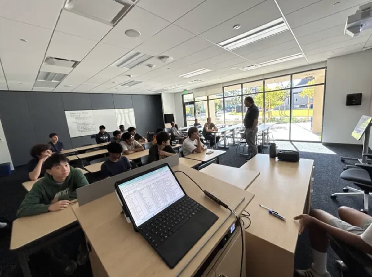 Club members seated in a classroom during the first Veterans Club meeting.
